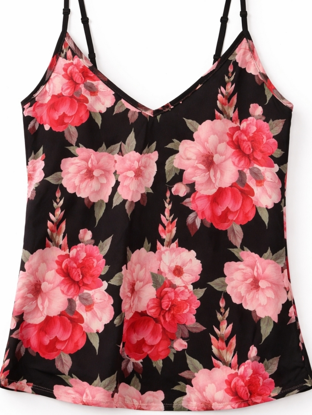 Elegant Floral V-Neck Camisole in Black and Pink. NWT - Picture 3 of 3